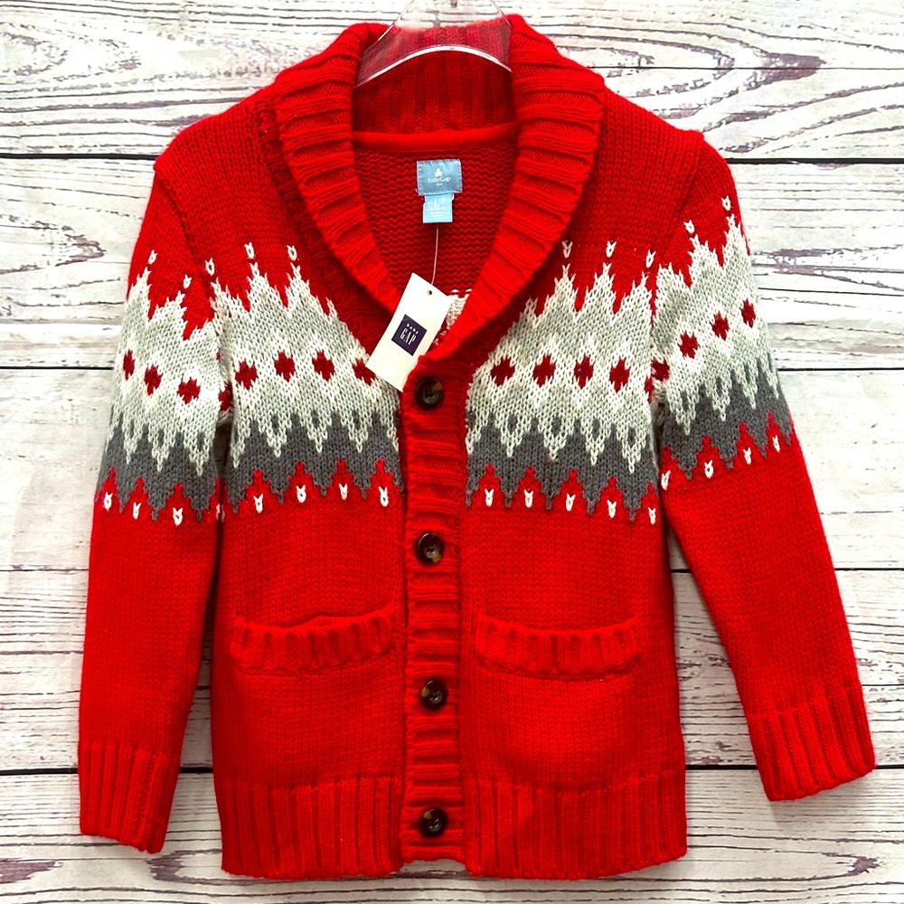Baby Gap Red Aztec Cardigan Sweater Size 2